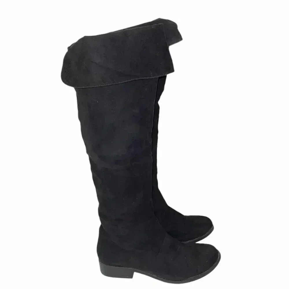 American Eagle 9 faux suede black over the knee bootsā